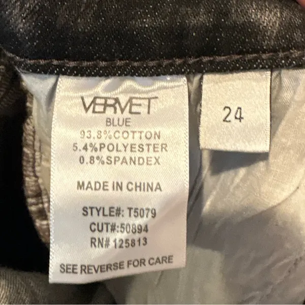 Vervet‎ Black/Gray Distressed Jeans Size 24 - Image 5