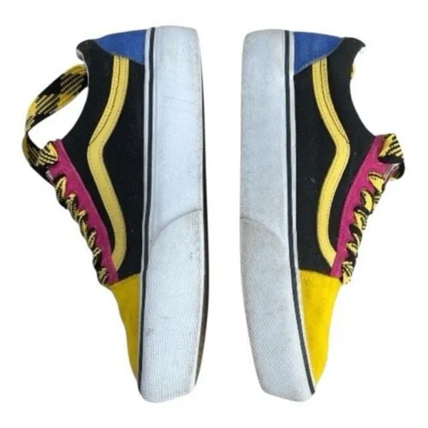 Vans Old Skool Black Blue Skate Shoes Women Size 9 Men Size 7.5 Platform Lace Up - Image 4