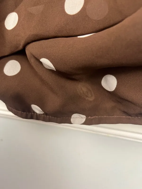 New Abercrombie & Fitch One-Shoulder Polka Dot Dress Brown White Size Medium - Image 10