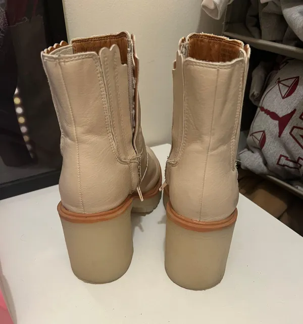 Cream Ankle Boots Tan Size 9 - Image 3