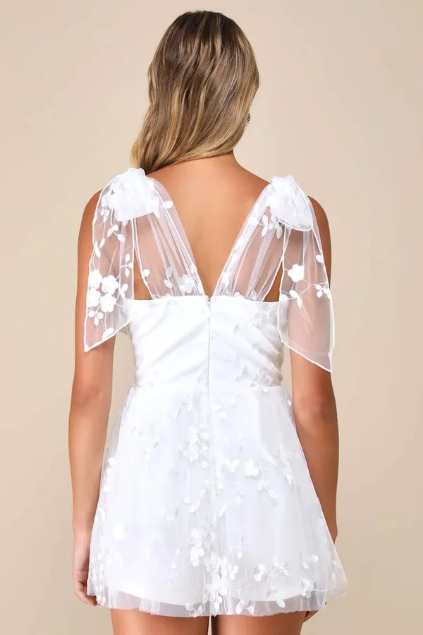 Lulus Tie Strap White Romper  - Image 2