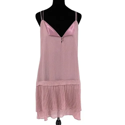 Symbiose by‎ Linda A Mini Dress Womens Medium Rose Pink Coquette Pleated Y2K - Image 2