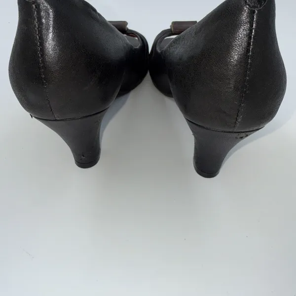 Jeffrey‎ Campbell Ibiza Lost Peep Toe Heels Black W Brown Accent Sz 9 - Image 4