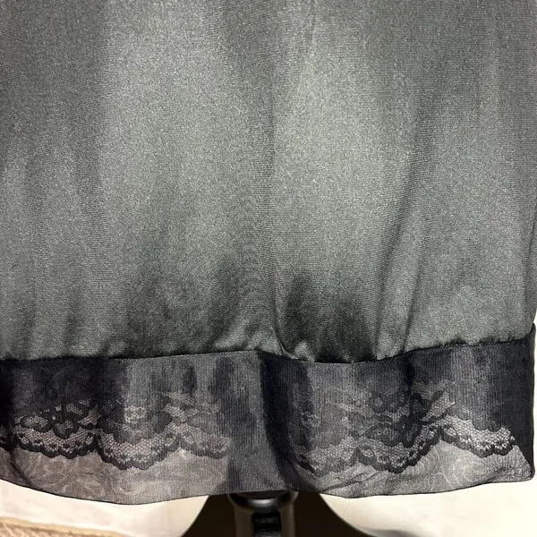 Vintage Movie Star Full Slip Black Nightgown 100% Nylon Lace Hem Sz S Bust: 34” - Image 3