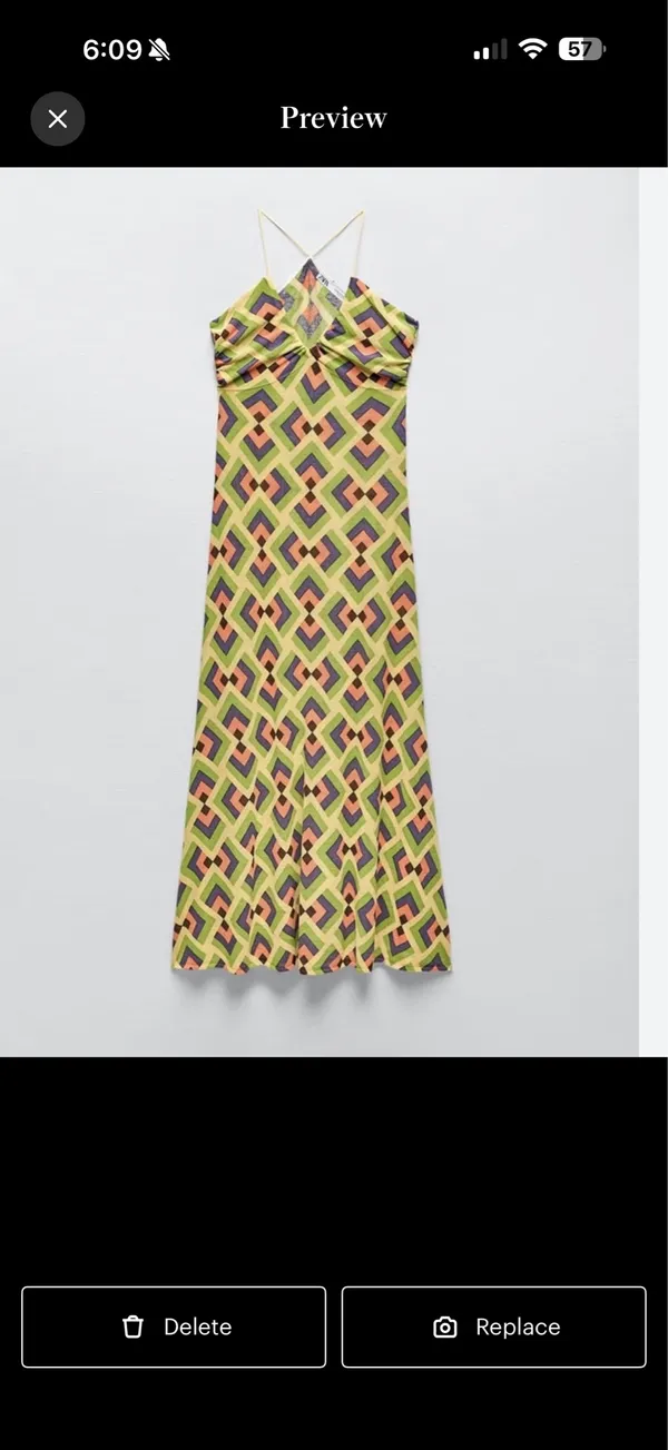 Zara Yellow Green Pink Geometric Slip Maxi Dress - Image 2