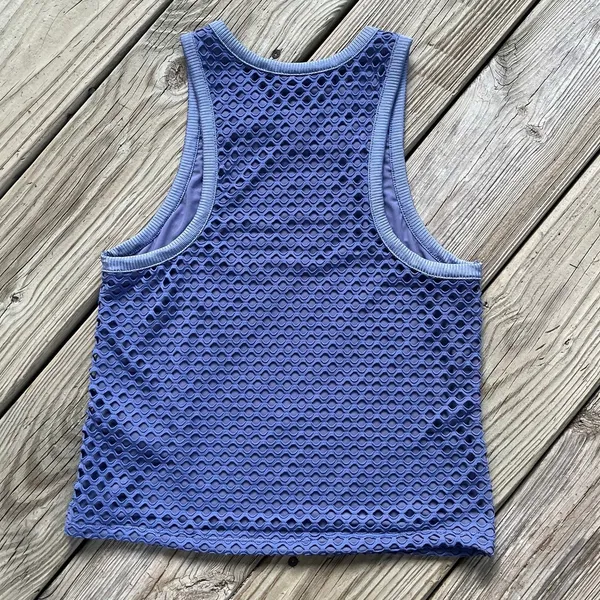Anthropologie Women's Blue Sleeveless Eyelet Tank Top Size M - Image 2