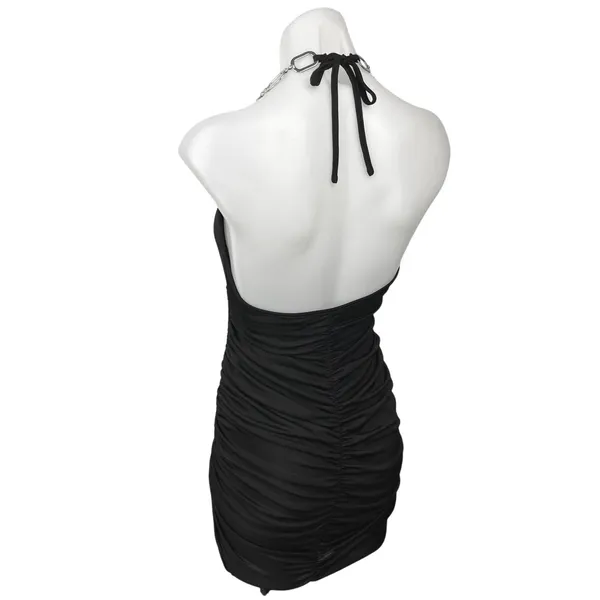 I.AM.GIA Halley Black Halter Tie Scoop Neck Chain Mini Bodycon Dress Size M - Image 4