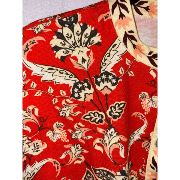 Farm Rio Anthropologie Long Sleeve Romper Red Orange Floral Cotton $228 NWT - Image 9
