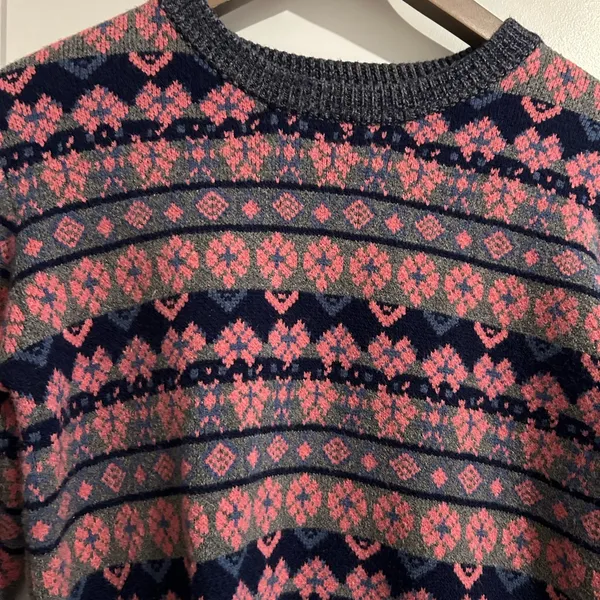 Altar’d State Fair Isle Sweater Pink Gray Size S - Image 3
