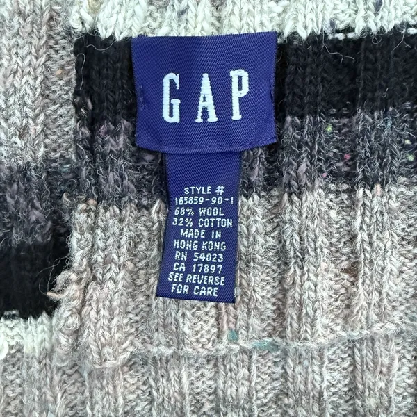 Vintage GAP Multicolor Striped 90s Grunge Scarf Wool Cotton Black‎ Tan Brown - Image 2