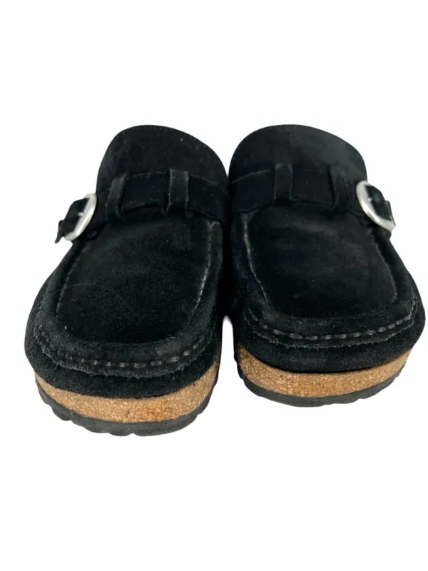 Birkenstock Buckley Shearling Clogs Black Suede Lined Slip-On Shoes Size 38 US 7 - Image 3