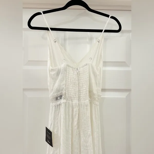 Lulu’s Light Breeze White Striped Crochet Lace Boho Tiered Maxi Dress Sz XS - Image 9