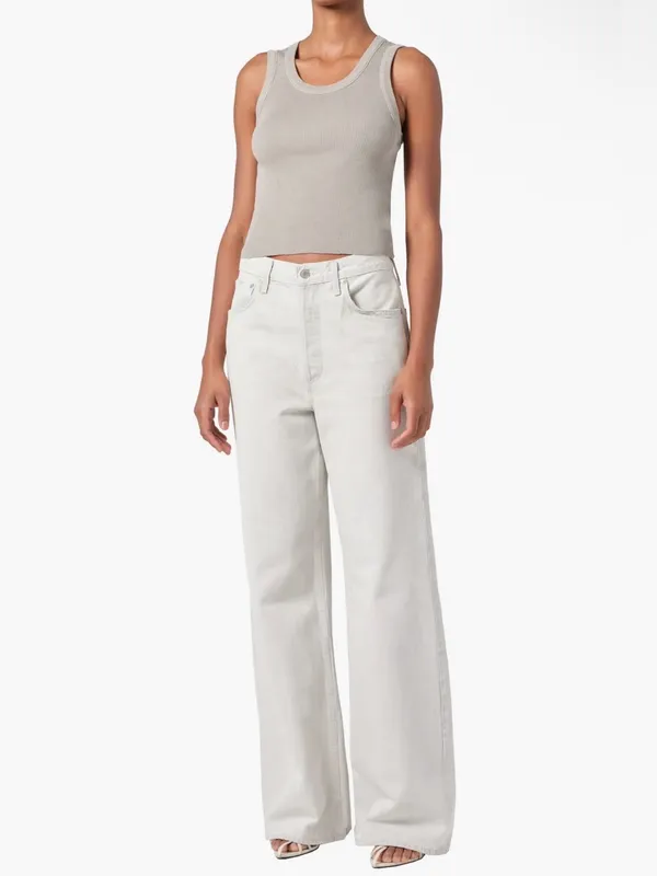 Agolde Ribbed Tank in Taupe Gray - Image 3