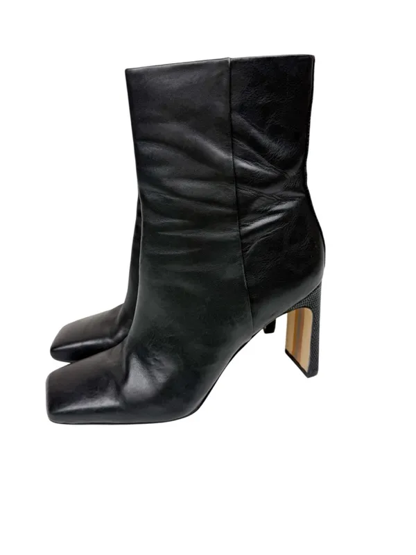 Sam Edelman Anika Black Leather Square Toe Heeled Ankle Boot Size 8.5 - Image 3