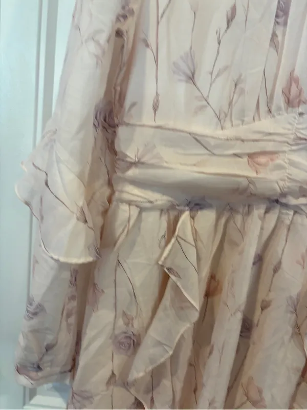 Motf pink floral midi dress size medium - Image 4