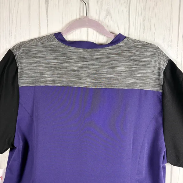 NWT RBX Mixed Media Medical Scrubs Top Purple Black Gray, Large - Image 8