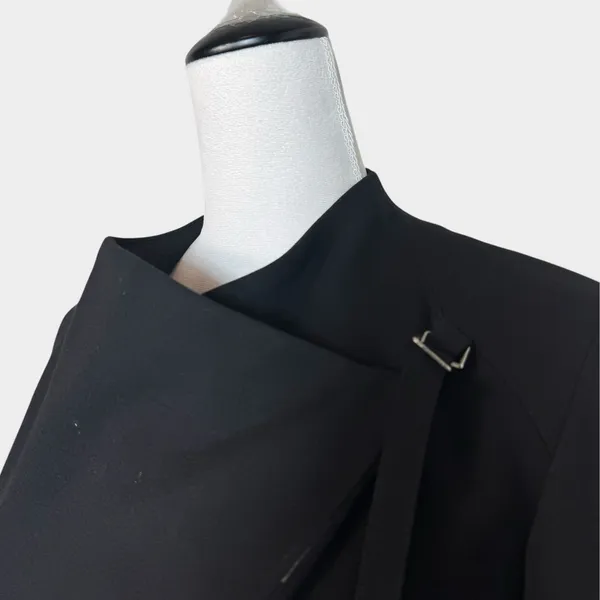 Helmut Lang Womens Asymmetrical Shawl Neck Zip Moto Jacket Size L Black Grunge - Image 3