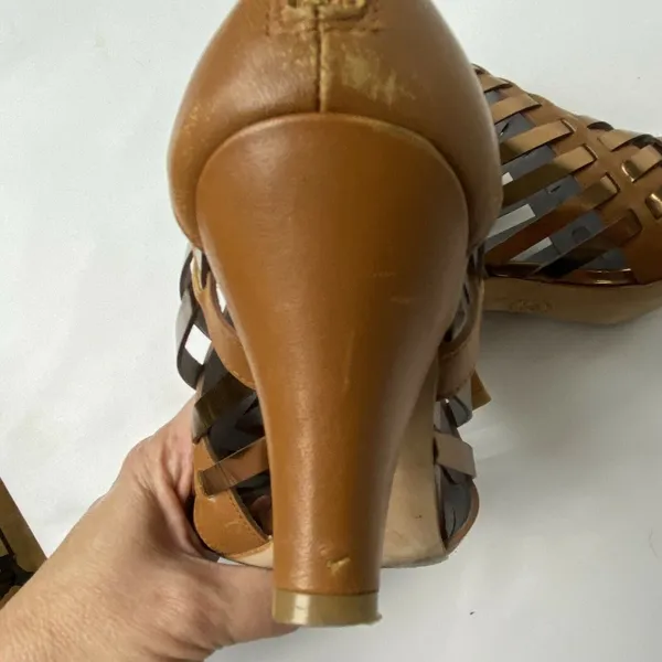 Johnston & Murphy Women's Tan‎ and Evie Caged High Heel Sandal Size 6.5 M - Image 8