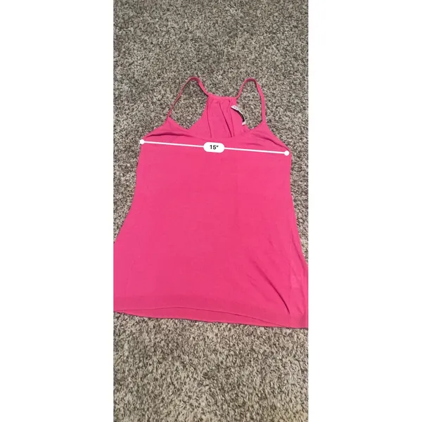 Trina Turk Pink Pima Cotton Racerback Knit Tank Top Hot‎ Pink High Neck No Size - Image 4