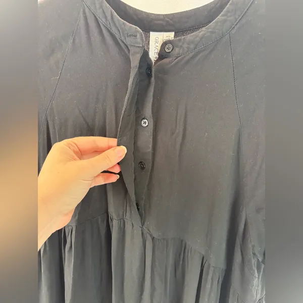 Grace & Karma‎ 100% Rayon Cottagecore Puff Sleeve Ruffle Midi Dress Size XL - Image 3
