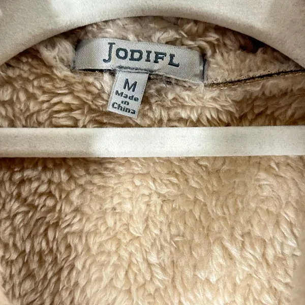 Jodifl Vest Womens M Tan Long Waterfall Front Sleeveless‎ Faux Fur Vest - Image 3
