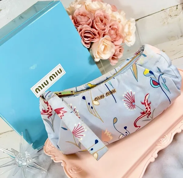 Miu Miu Baby Blue Silk Lined Clutch/Cosmetic Bag - Image 2