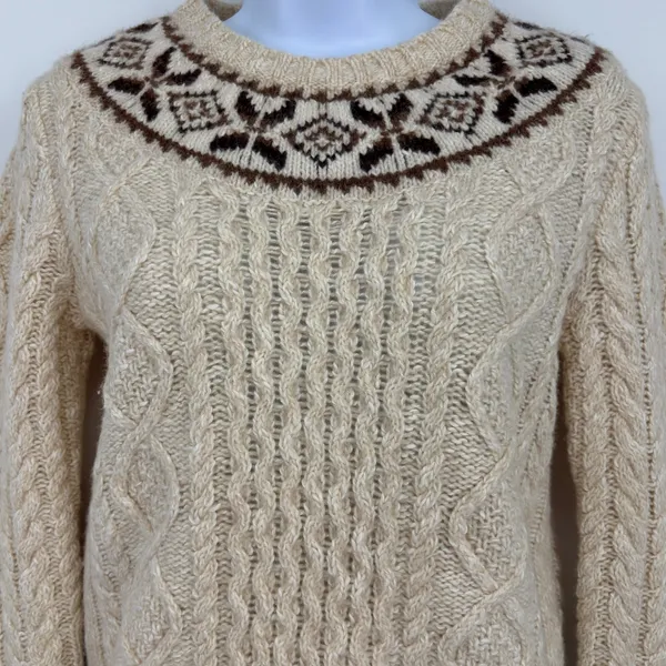 Polo Ralph Lauren Cable Knit Fair Isle Wool‎ Sweater XS Nordic Sample Rare - Image 3