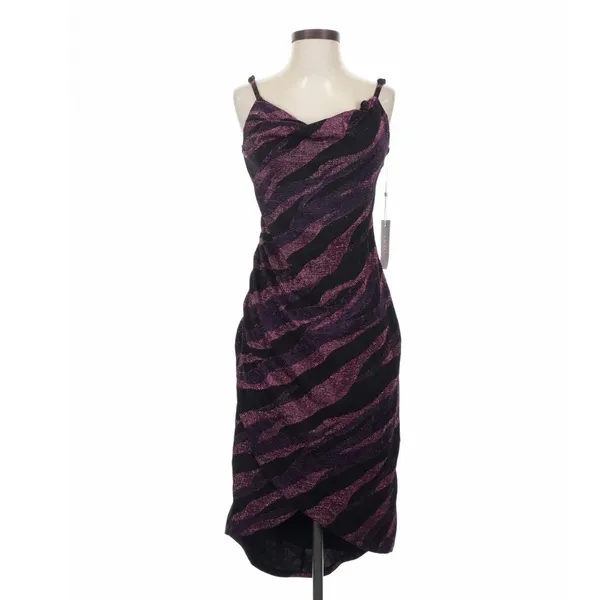 Siena Purple Wavy Print Tulip Hem Bodycon Dress Size 2 Y2K Party Glam Whimsigoth - Image 4