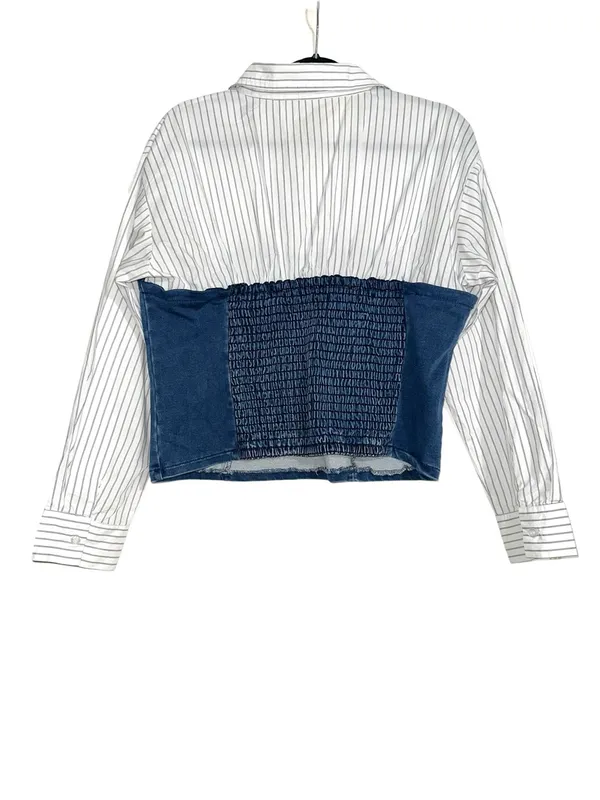 Anthropologie Dolan Left Coast Denim-Knit Shirting Twofer Top LARGE - Image 4
