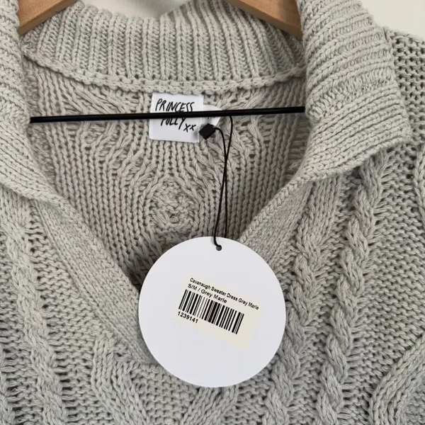 Princess Polly Small/Medium NEW Cavanaugh Sweater Collar Dress Grey Thick Preppy - Image 4