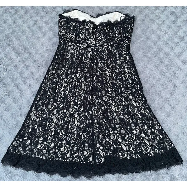 White House Black Market Black Lace Dress Strapless Cocktail Formal Sz 4 Small - Image 10
