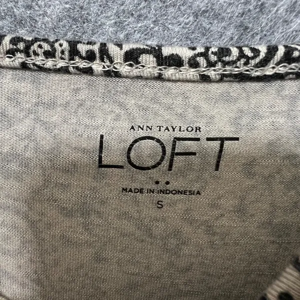 Ann Taylor LOFT Paisley Cami Top Ruffle Sleeveless Casual Black Beige‎ Small - Image 4