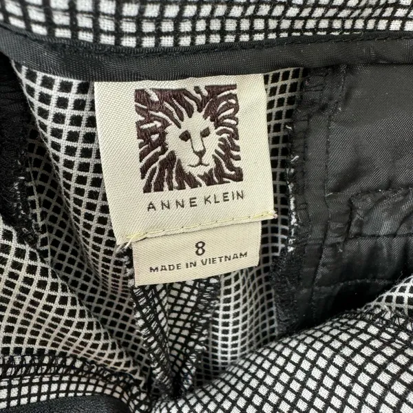 Anne Klein Black White Checkered Cropped Tapered Leg Ankle Fit Trousers‎ Size 8 - Image 7