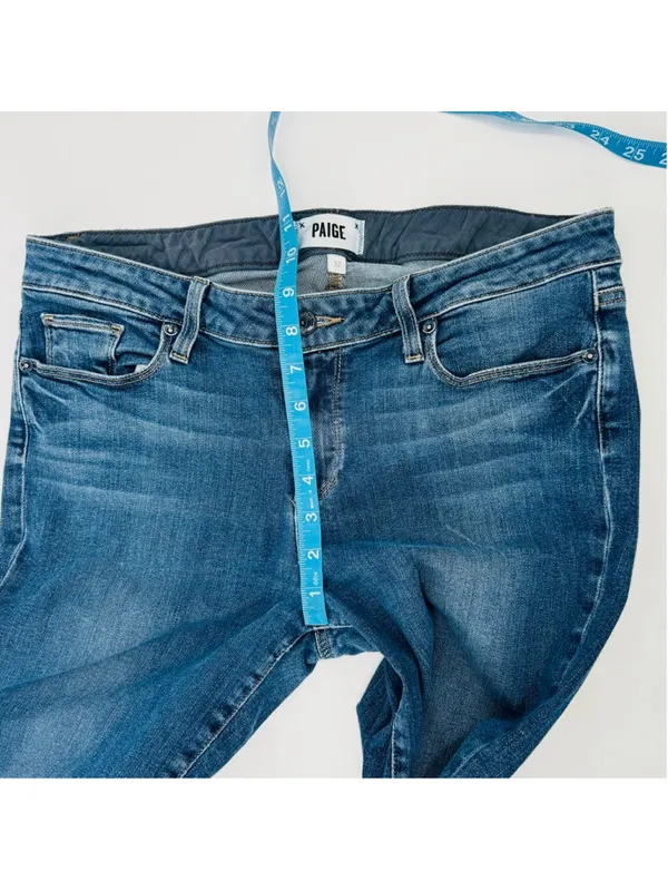 Paige Manhattan Boot Cut Jeans Size 32 Tall Lane Wash Medium Blue - Image 9
