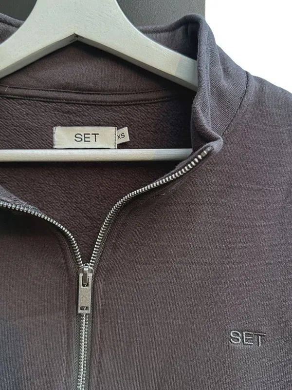 SET Active Heavyweight Sweats Half Zip Sweatshirt Dark Gray XS Oversized NWOT - Image 4