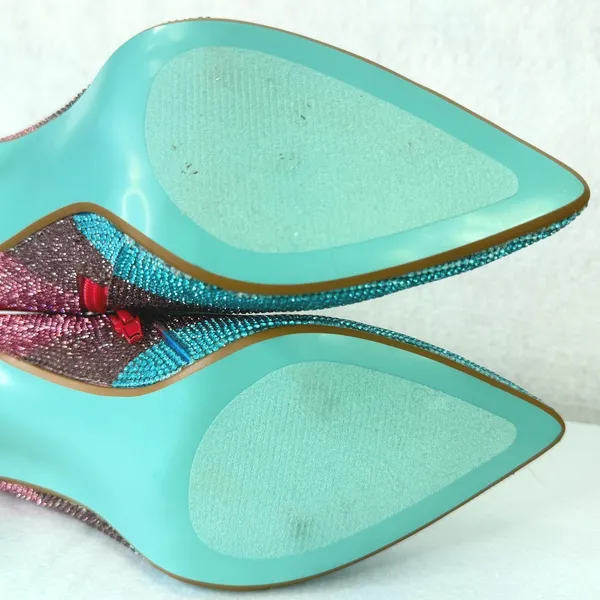Betsey Johnson EMMY Rhinestone Ankle Boots Rainbow 8M Colorful Sparkle Stiletto‎ - Image 11