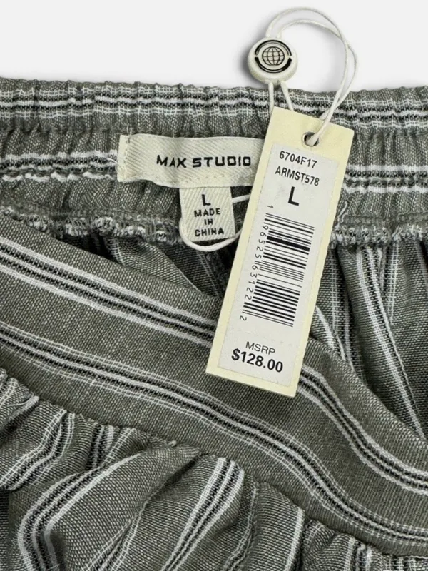 Max Studio nwt size large Olive Pinstripe Midi Skirt with pockets - Image 3