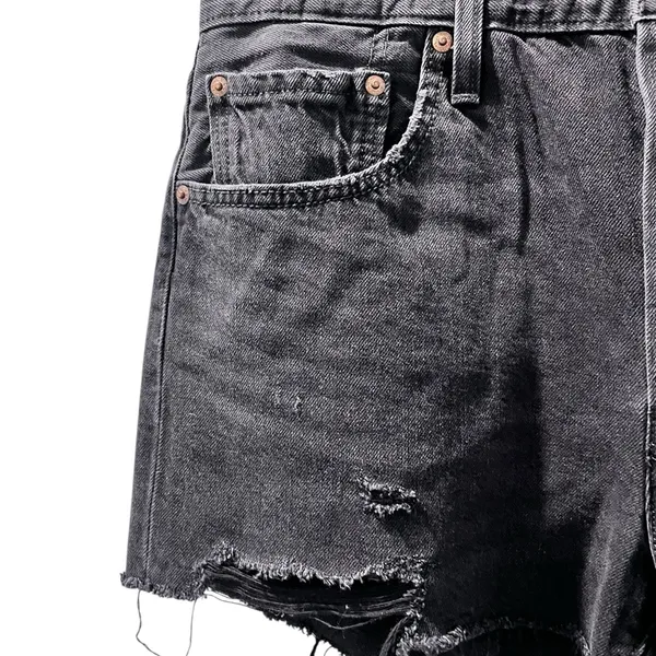 Levi's 501 NWT Black Cut Off Denim Jean Shorts Size 32 Distressed Casual - Image 3