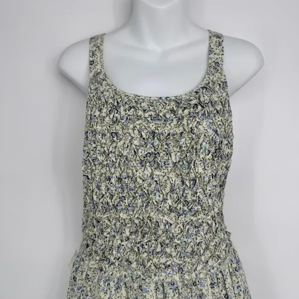 Free People Petunia Mini Dress Small Blue Floral Smocked Boho Cottagecore‎ - Image 7