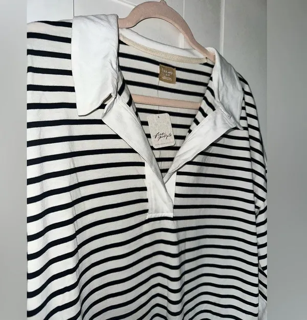 NWT FREE PEOPLE Jackson Rugby Midi Dress - Ivory Combo $98 MSRP - Image 5