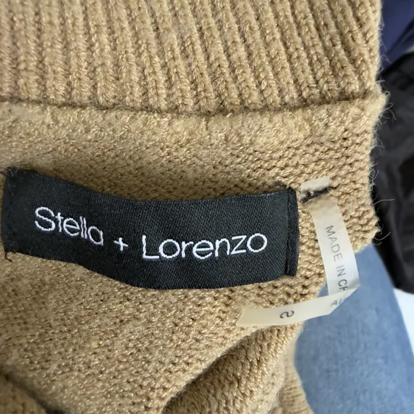 Stella + Lorenzo Women’s Sweater Fringe Hem Turtleneck Tan Boho Knit Size S - Image 9