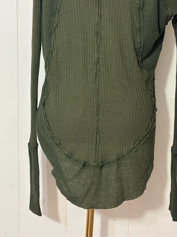 Free People We The Free Catalina Thermal Top Olive Green Long Sleeve XS - Image 10