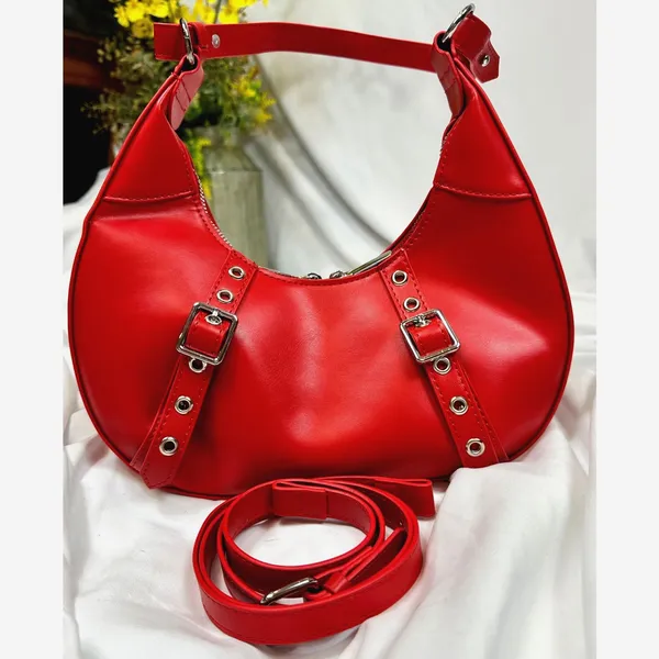 8 Other Reasons Delphine Double Buckle Shoulder bag Red / Silver - Image 3