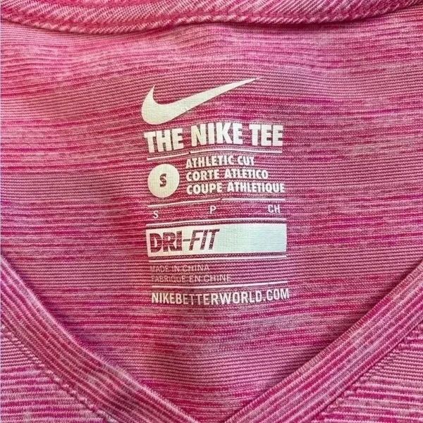 The Nike tee dri-fit pink athletic cut tee shirt in size small - Image 3