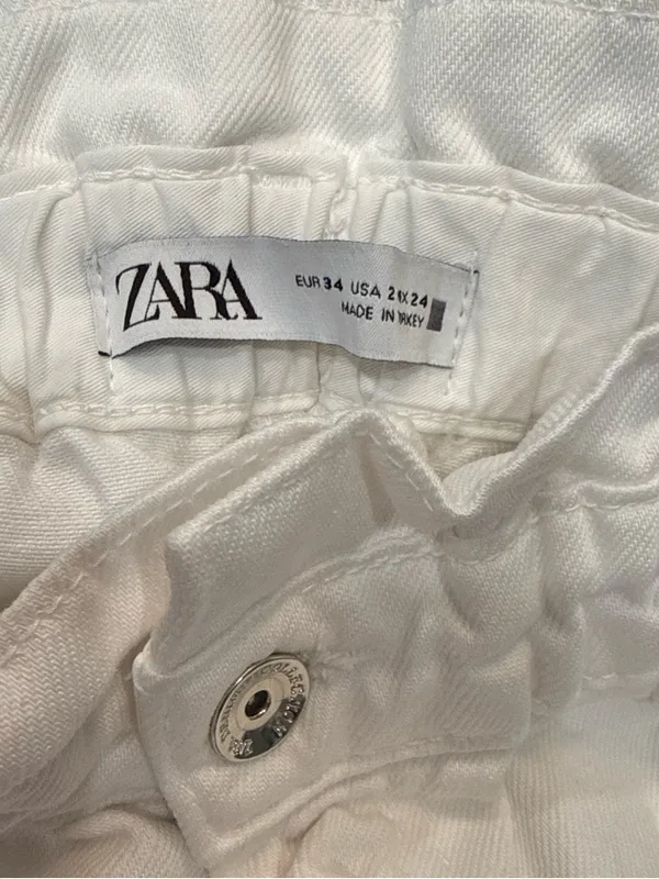 Zara White Paperbag Waist jeans Sz 2 - Image 5
