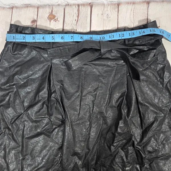 LoveRiche Belted Black Faux Leather Mini Skirt‎ L NWT - Image 9