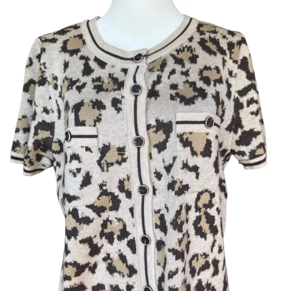 Heartloom‎ Vivette Leopard Print Knit Dress Sz L - Image 8