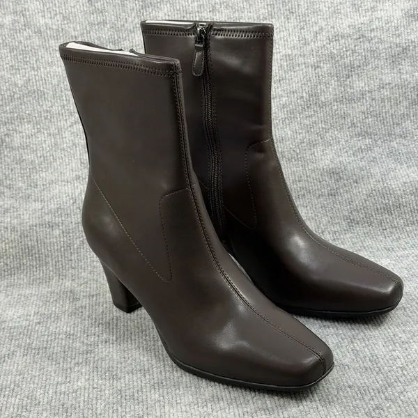 Aerosoles Size-10M Cinnamon Stretch Womens Ankle Boots Brown Faux Leather - Image 2