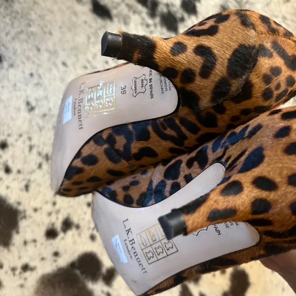 LK‎ Bennett London Marie Leopard Print Calf Hair Kitten Heels Size 39 - Image 10