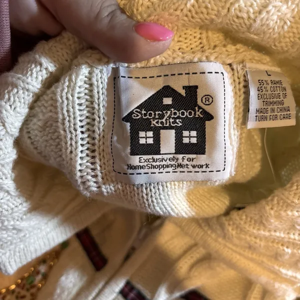 Storybook Knits Christmas Tree Zip Cardigan Sweater Beaded Cable‎ Knit Large NWT - Image 7